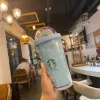 450 мл милые радуги Starbucks Tumblers Cup кружки двойной пластик с соломинкой материал домашних животных для детей взрослый Girlfirend подарочные изделия C0120