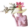 Creatieve schoonheid Flower Vaas Wit roze Noordse stijl Human Head Flower Pot Home Decoratie Woonkamer Ornamenten Hars Crafts 210409