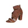 Gladiator Sandals Fashion Women High Heels Open Toe Ankle Strap Elastic Band Shoes Size 35-40 Pumps Black