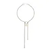 justine clenquet Silver Gold Crystal Long tassel clavicle necklace for women, fashionable and personalized holiday gift