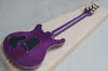 Guitare électrique à corps violet 6 cordes avec quincaillerie en or, touche en palissandre, offre des services personnalisés