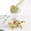 Sublimation Blanks Pendant Decorations Aluminum Locket Photo Fashion Jewelry Necklace Angel Wings Hot Transfer Printing Gold Silver Valentine's Day heart Shape