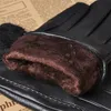 Fingerless Gloves Genuine Leather 2021 Men Fashion Wrist Fur Sheepskin Autumn Winter Thermal Velvet Driving M031NC-5