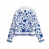 Oversize Women V Neck Vintage Blus Vår-Höst Mode Ladies Kinesisk stil Coat Kvinna Broderad Top 210430