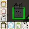 Wall Stickers 3D Cute Animals Light Switch Sticker Silicon Luminous On-off Socket Protector Cover Room Decoration