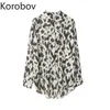 Korobov Vintage Langarm Leopardenmuster Frauen Blusen koreanische lässige weibliche Hemden Sommer Neuer Blusas Mujer 210430