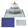 Cartes de voeux Carte de gâteau d'anniversaire 3D -Up For Christmas Wedding Party Cartes postales Cadeaux avec enveloppe