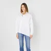 Frauen Schwarz Weiß Streifen Asymmetrische Bluse Skew Neck Langarm Lose Fit Shirt Mode Frühling Herbst 3D01659 210421