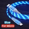 Micro USB Tipo C Telefono Glowing Cavo di ricarica rapido per tipo C per Huawei Xiaomi Sumsung Flow Light LED 3A Cavo di ricarica veloce