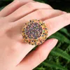 Trendy Shiny Luxury Gorgeous Big Round Rings For Women Wedding Cubic Zircon Engagement Dubai Naija Bridal Finger Ring 2021