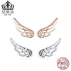 Bamoer echt 925 sterling zilveren veer fairy vleugels oorbellen voor vrouwen mode zilveren sieraden kerst SCE343 1080 T2