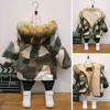 Winter Boys Coat Baby Fur Collar Hooded Bomull Plus Velvet tjockna varm jacka för barn 3-8 år 211203