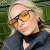 Sunglasses Vintage 70s For Women Men T Yellow Lens Square Sun Glasses Female Classic Shades Eyewear UV400