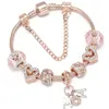 Fashion Pandora Style Charm Bracelet Rose Gold Mom Tulip Rose Pendant European Charm Beads Honeycomb Beads Bangle Fits Pandora Charm Bracelets & Necklace