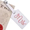 50pcs Embroidered MR and MRS luggage tag Leather PU plane boarding pass Couple luggage tag