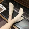 Chaussures habillées à la mode Talons hauts épais Chaussettes Bottes Tissu extensible pour femme Élastique Stiletto Bout carré Cheville Femmes