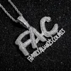 Collana con ciondolo FAC con lettera in zirconi ghiacciati hip-hop. La famiglia conta sempre il regalo di gioielli bling da uomo placcati in oro e argento