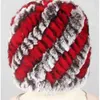 Tricoté véritable naturel REX fourrure de lapin chapeau casquette couvre-chef coiffe femmes plus chaud skullies Entier Gratuit J49