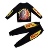 233 Haute qualité Automne Hiver Mode Noir Rouge T-shirt + Pantalon Enfants Set Kid Costume Fille Garçon Vêtements pour 4-14 ans 210615