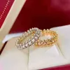 Europeiska lyxsmycken 925 Sterling Silver Willow Nail Gold-Plated Ring Men and Women Fashion Classic Brand Party Gift Y2203102519