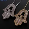 MHS.SUN 1PC Women Cubic Zircon Jewelry With Evil Eye of Horus AAA Hands Pendant Necklace Chain Choker For Women/Men Gift 210721