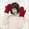 Fingerless Gloves 200Pairs / Lot Solid Color Winter voor vrouwen zachte faux bont gebreide mode warme wanten