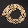 Iced Out Miami Cuban Link Chain Mens Gold Chains Halsband Armband Fashion Hip Hop Jewelry 9MM247B