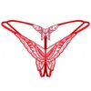 Women's Panties Sexy Erotic Women Lace Butterfly Sequins G-String Briefs Crotchless Female Thong For Sex Transparent Underwear