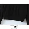 Mulheres moda rebites apliques de malha suéter vintage alto pescoço manga comprida fêmea fêmea chique tops 210507