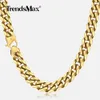 Trendsmax Mäns Rostfritt Stål Halsband, 13mm, 316L, 20-36 inches Lång, Golden Gourd, Kubansk kedja, Mode Smycken, HN112 Q0809