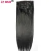 16-28 inches 8pcs Set 160g 100% Brazilian Remy Clip-in Human Hair Extensions Clips Full Head Natural Straight