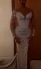 2022 Plus Size Arabisch ASO EBI Silver Mermaid Luxurious Prom Dresses Beaded Crystallen Avond Formele Partij Tweede Ontvangst Verjaardag Verlovingsjurken Jurk ZJ442