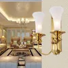 Milan éclairage de mariage quotidien abat-jour en verre cuivre lampes murales Led miroir lumière pour chambre Villa Hall intérieur chambre Abajur