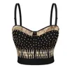 Noir Coton Or Perlé Push Up Soutien-Gorge Femmes Bustier Crop Top Goth Punk Sexy Bralette Bar Discothèque Partie Porter Soutien Gorge Femme X0726