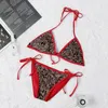 Fashion Brand Bikini Swimsuit Women's Sexy Split Neck Strap Old Flower Ff Letter Net Red Swimsuit