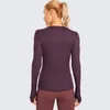 Running Jerseys CRZ YOGA Women's Ribbed Slim Fit Athletic Shirt Long Sleeves Sports Workout Tops With Thumbholes