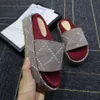 Women Fashion Sandals Designers Flat Slippers Slides Flip Flops Pink Rubber Platform Sandal Canvas Real Leather Woman Slipper Size 35-40