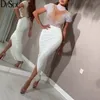 Casual Dresses 2021 Women White Short Sleeve Bodycon Dress Club Party Beading Elegant Lady Fashion