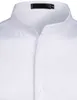 ワインレッドスリムフィットドレスシャツ男性ブランドバンドカラー長袖ケミェンスホムカジュアルボタンダウンシャツMen S-2XL 210522