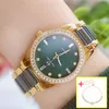 Bs Woman Watches Famous Brand Ceramic Women Wristwatches Green Diamond Female Watches Quartz Ladies with bracelet 210527