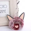 Moelleux Chat Oreille Porte-clés Fourrure De Lapin Porte-clés Femme Sac Charmes Porte-clés Pom Pom Voiture Pendentif Pompon Titulaire Bijoux