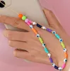 2021 Mooie mobiele telefoon bandjes Charms Strap Lanyard Kleurrijke Glimlach Pearl Zachte Aardewerk Touw Case Hanging Cord Dames