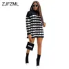 Letter Printed Plus Size DrWomen's Fashion Long Sleeve Loose Short DrCausal Turtleneck Mini Autumn Winter T Shirt Dress X0529