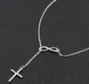 Infinity Cross Pendant Necklaces Wedding Party Event 925 Silver Plated Chain Elegant Jewelry For Women Ladies