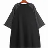 [EAM] Women Black Dot Printed Big Size Casual T-shirt Round Neck Half Sleeve Fashion Spring Summer 1DD7775 21512