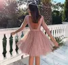 New In Stock Aline Soft Tulle Dark Red Prom Dress Hand Beading Sexy Evening Gowns Bandage Long cocktail Party Dress vestido de fe2749720