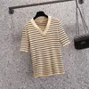 chic Summer basic thin Oversized sweater women top plus size loose casual Stripe kint female sweates pullover jumper 3XL 210604