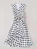 Casual Dresses Queen Letizia Ortiz Rocasolano Polka Dot Print Women Dress V-Neck Maxi334K