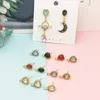 10pcs Crystal Heart Drop Water Findings Gem Charms Making Earrings Stud With Hole Ear Drop Women Jewelry Diy Accessory