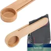 Wood Coffee Scoop With Bag Clip Tablespoon Solid Beech Wood Measuring Scoop Tea Coffee Bean Spoon Clip Gift Whole ZZD847549257387371364